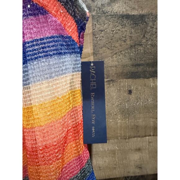 RACHEL Rachel Roy Plus Size Rainbow-Stripe Sequin Dress – Size 16W - Picture 3 of 10